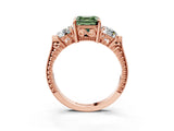 Rose gold Three-Stone Fancy Green Asscher Cut Cut Milgrain Band Prong Setting Ring_3