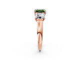 Rose gold Three-Stone Fancy Green Asscher Cut Cut Solitaire Ring with Classic Prong Setting_2