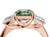 Rose gold Three-Stone Fancy Green Asscher Cut Cut Solitaire Ring with Classic Prong Setting_4