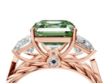 Rose gold Three-Stone Fancy Green Asscher Cut Diamond Braided Band Ring with Four-Prong Setting_55
