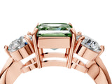 Rose gold Three-Stone Fancy Green Asscher Cut Diamond Channel Set Engagement Ring with Prong Setting_16