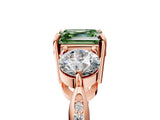 Rose gold Three-Stone Fancy Green Asscher Cut Diamond Channel Set Engagement Ring with Prong Setting_17