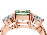 Rose gold Three-Stone Fancy Green Asscher Cut Diamond Channel Set Engagement Ring with Prong Setting_4