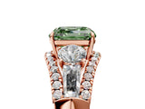 Rose gold Three-Stone Fancy Green Asscher Cut Diamond Engagement Ring with Pave Band and Prong Setting_17