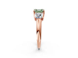 Rose gold Three-Stone Fancy Green Asscher Cut Diamond Engagement Ring with Prong Setting_5