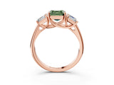 Rose gold Three-Stone Fancy Green Asscher Cut Diamond Engagement Ring with Prong Setting_6