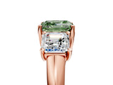 Rose gold Three-Stone Fancy Green Asscher Cut Diamond Engagement Ring with Prong Setting_8