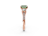 Rose gold Three-Stone Fancy Green Asscher  Cut Diamond Pavé Band with Four-Prong Setting_2