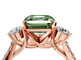 Rose gold Three-Stone Fancy Green Asscher  Cut Diamond Pavé Band with Four-Prong Setting_4
