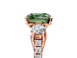 Rose gold Three-Stone Fancy Green Asscher  Cut Diamond Pavé Band with Four-Prong Setting_5