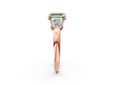 Rose gold Three-Stone Fancy Green Asscher  Cut Diamond Ring with Channel-Set Band and Four-Prong Setting_19