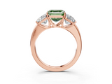 Rose gold Three-Stone Fancy Green Asscher  Cut Diamond Ring with Channel-Set Band and Four-Prong Setting_20