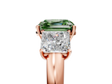 Rose gold Three-Stone Fancy Green Asscher  Cut Diamond Ring with Channel-Set Band and Four-Prong Setting_22