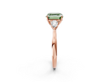 Rose gold Three-Stone Fancy Green Asscher  Cut Diamond Ring with Pear Side Stones in Four-Prong Setting_2