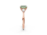 Rose gold Three-Stone Fancy Green Asscher Cut Diamond Ring with Pear  Side Stones in Four-Prong Setting_50