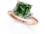 Rose gold Three-Stone Fancy Green Asscher  Cut Diamond Solitaire with Prong Setting and Classic Band_1