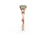 Rose gold Three-Stone Fancy Green Asscher  Cut Diamond Solitaire with Prong Setting and Classic Band_2