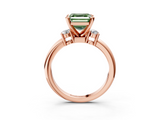Rose gold Three-Stone Fancy Green Asscher  Cut Diamond Solitaire with Prong Setting and Classic Band_3