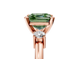 Rose gold Three-Stone Fancy Green Asscher  Cut Diamond Solitaire with Prong Setting and Classic Band_5