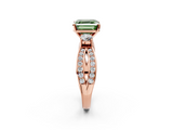 Rose gold Three-Stone Fancy Green Asscher  Cut Diamond Twist Band with Prong Setting_20