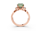 Rose gold Three-Stone Fancy Green Asscher  Cut Diamond Twist Band with Prong Setting_21