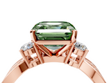 Rose gold Three-Stone Fancy Green Asscher  Cut Diamond Twist Band with Prong Setting_22