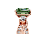 Rose gold Three-Stone Fancy Green Asscher  Cut Diamond Twist Band with Prong Setting_23