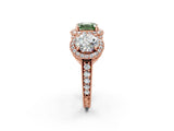 Rose gold Three-Stone Fancy Green Asscher Cut Halo Diamond Milgrain Band with Four-Prong Setting_2