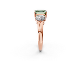 Rose gold Three-Stone Fancy Green Asscher  Cut Solitaire Ring with Prong Setting on a Classic Band_35