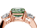 Rose gold Three-Stone Fancy Green Asscher  Cut Solitaire Ring with Prong Setting on a Classic Band_37