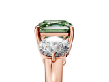 Rose gold Three-Stone Fancy Green Asscher  Cut Solitaire Ring with Prong Setting on a Classic Band_38