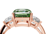 Rose gold Three-Stone Fancy Green Asscher  Cut Solitaire Ring with Prong Setting_7