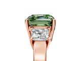 Rose gold Three-Stone Fancy Green Asscher  Cut Solitaire Ring with Prong Setting_8