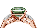 Rose gold Three-Stone Fancy Green Asscher  Diamond Ring with Pear Side Stones in Four-Prong Setting_21
