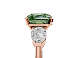 Rose gold Three-Stone Fancy Green Asscher  Diamond Ring with Pear Side Stones in Four-Prong Setting_22