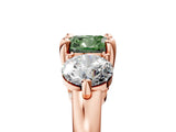 Rose gold Three-Stone Fancy Green Cushion  Brilliant Cut Solitaire Ring with Prong Setting on a Classic Band 5