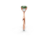 Rose gold Three-Stone Fancy Green Cushion Cut Brilliant Diamond Solitaire Ring with Tapered Band and Four-Prong Setting_5