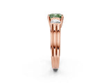 Rose gold Three-Stone Fancy Green Cushion Cut Cut Classic Band Prong Setting Ring_2