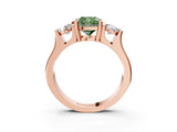 Rose gold Three-Stone Fancy Green Cushion Cut Cut Classic Band Prong Setting Ring_3