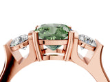 Rose gold Three-Stone Fancy Green Cushion Cut Cut Classic Band Prong Setting Ring_4