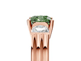 Rose gold Three-Stone Fancy Green Cushion Cut Cut Classic Band Prong Setting Ring_5