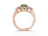 Rose gold Three-Stone Fancy Green Cushion Cut Cut Diamond Engagement Ring with Flat Band and Four-Prong Setting_15