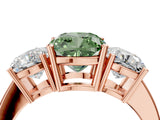 Rose gold Three-Stone Fancy Green Cushion Cut Cut Diamond Engagement Ring with Flat Band and Four-Prong Setting_16