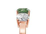 Rose gold Three-Stone Fancy Green Cushion Cut Cut Diamond Engagement Ring with Flat Band and Four-Prong Setting_17