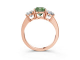 Rose gold Three-Stone Fancy Green Cushion Cut Cut Diamond Engagement Ring with Flat Band and Four-Prong Setting_3