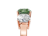 Rose gold Three-Stone Fancy Green Cushion Cut Cut Diamond Engagement Ring with Flat Band and Four-Prong Setting_5