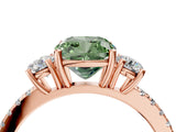 Rose gold Three-Stone Fancy Green Cushion Cut Cut Diamond Pavé Band with Prong Setting_19