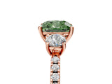 Rose gold Three-Stone Fancy Green Cushion Cut Cut Diamond Pavé Band with Prong Setting_20