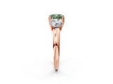 Rose gold Three-Stone Fancy Green Cushion Cut Cut Diamond Ring with Channel Set Band and Four-Prong Setting_27
