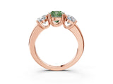 Rose gold Three-Stone Fancy Green Cushion Cut Cut Diamond Ring with Channel Set Band and Four-Prong Setting_28